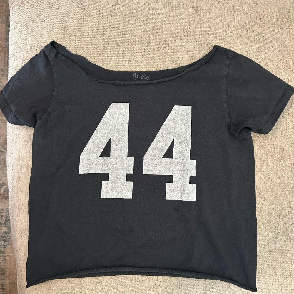 Brandy Melville John Galt Black 44 Tee with White Graphic